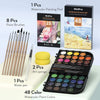 48-Color Watercolor Paint Set – Brushes, Palette & Art Supplies