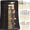 24-Piece Paint Brush Set – Acrylic, Watercolor & Gouache with Cloth Roll