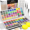 100-Color Watercolor Set – Metallic & Fluorescent Paints with Brushes & Paper