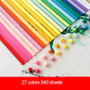 Lucky Star Origami Paper Strips – 540 Sheets, 27 Colors
